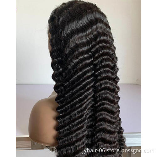 Wholesale 40 inch human hair full lace front wig, 360 lace wigs vendors ,  pre plucked deep wave 13x4 lace front human hair wigs